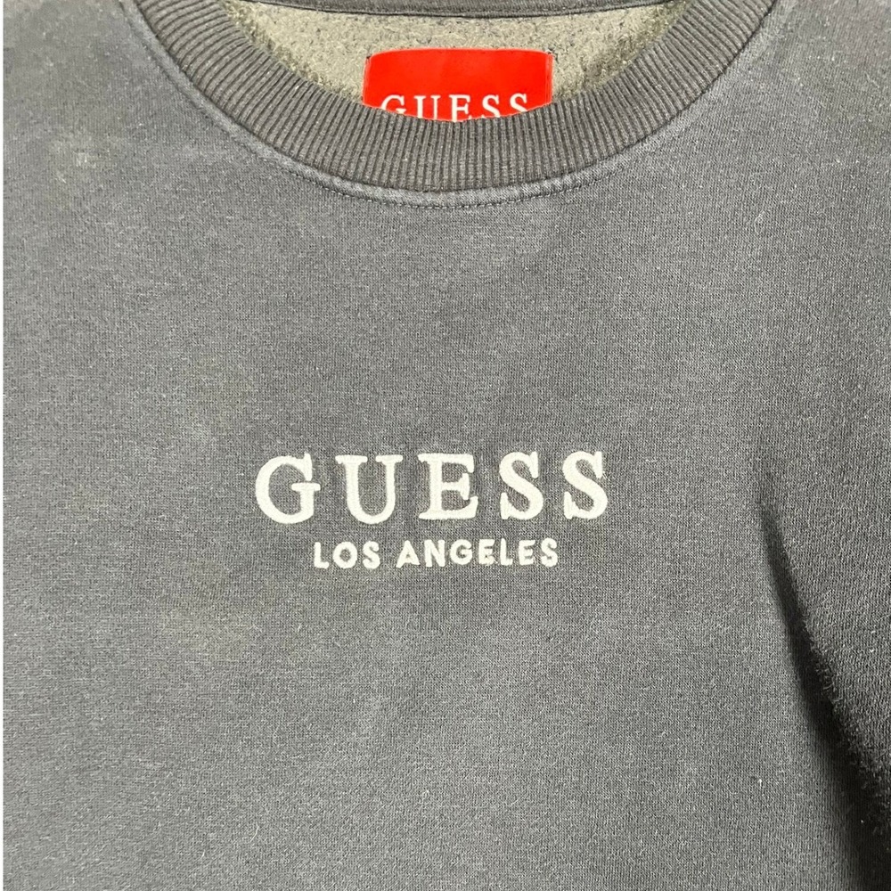Guess Sweatshirt Mens Large Colorblock Logo Taping Black White EUC - Picture 6 of 9